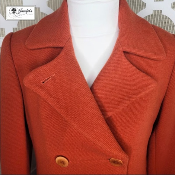 Talbots Women’s Wool-Blend Double-Breasted Peacoat – Burnt Orange – Size 14 - Picture 3 of 7